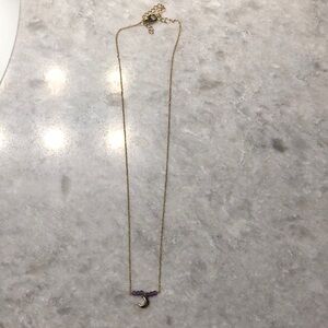 Elegant Gold moon and Purple stone Necklace